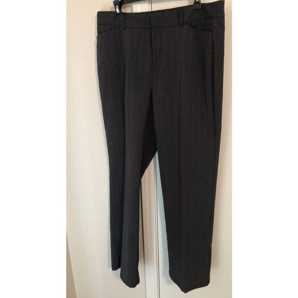 Dockers Pants Womens Size 16 Med Gray Striped Ideal Fit Metro Stretch Trouser